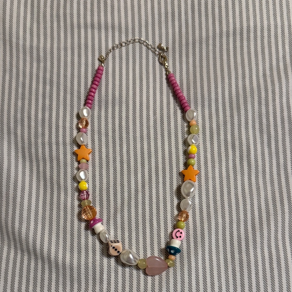Colorful Beaded Charm Necklace